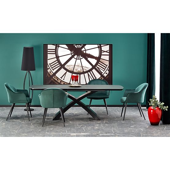 SILVESTRO rozkladací stôl doska - tmavo sivá, noha - čierna (2p=1ks)