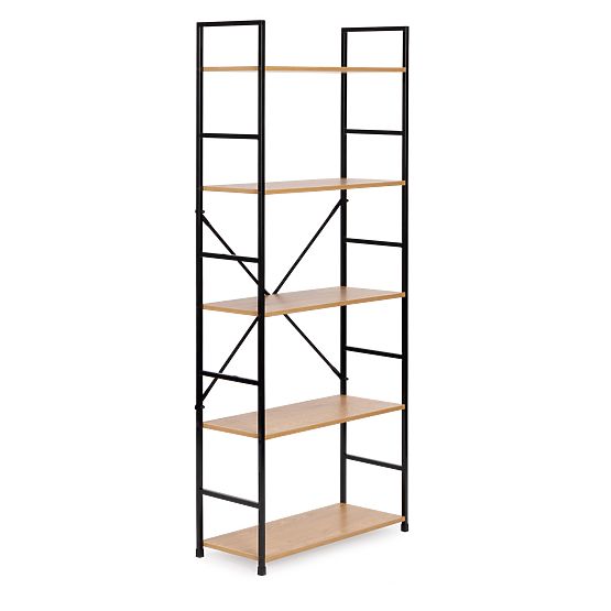 Široký moderný drevený regál LOFT s 5 policami