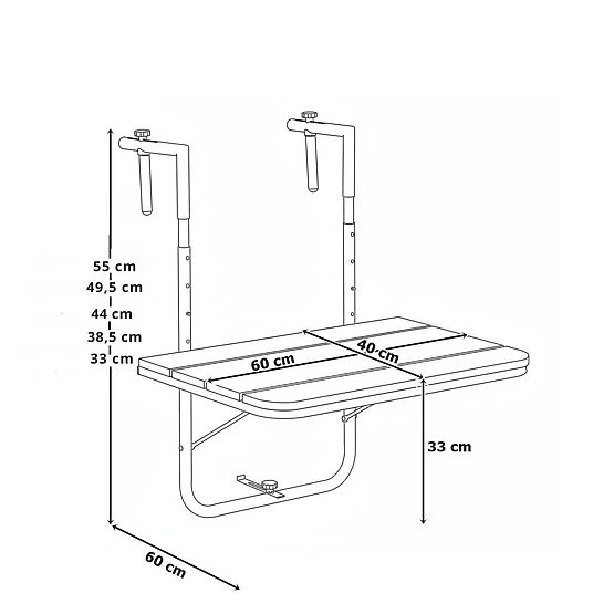 Skladací balkónový stolík ARETTO čierny