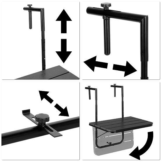 Skladací balkónový stolík ARETTO čierny