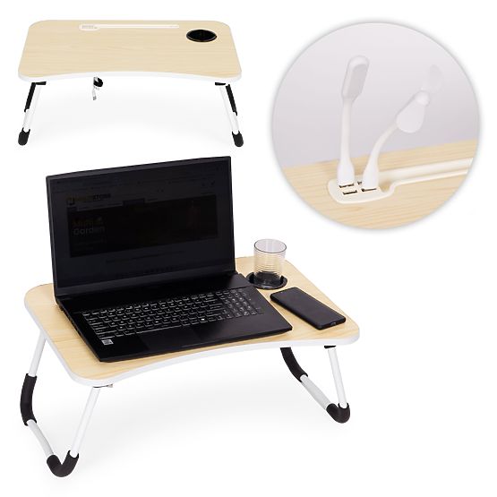 Skladací podstavec pod notebook 60x40 cm s lampičkou a ventilátorom ModernHome