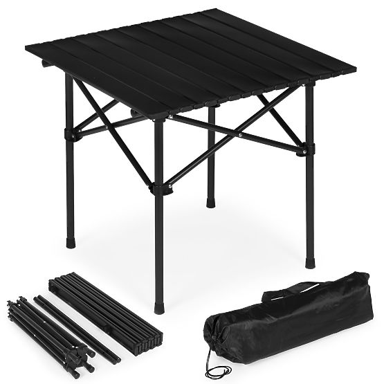 Skladací turistický stôl 53x55 cm kempingový s taškou čierny MultiGarden