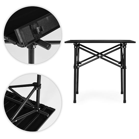 Skladací turistický stôl 53x55 cm kempingový s taškou čierny MultiGarden