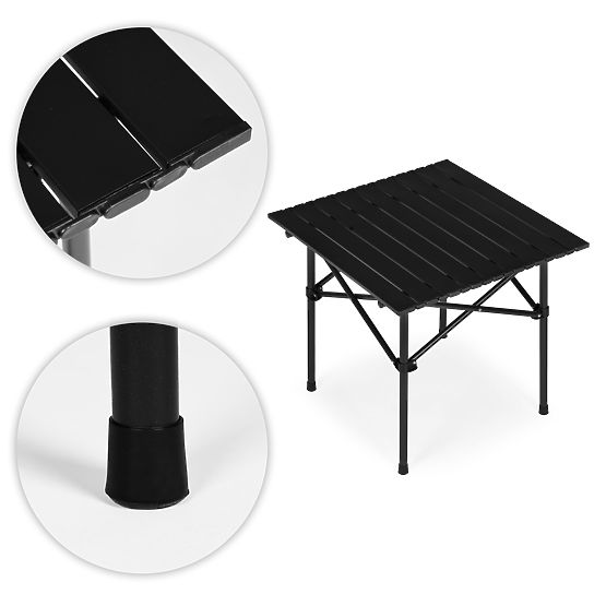 Skladací turistický stôl 53x55 cm kempingový s taškou čierny MultiGarden