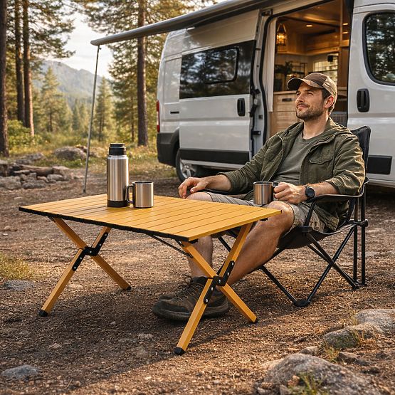 Skladací turistický stôl 90x60 cm kempingový s taškou MultiGarden