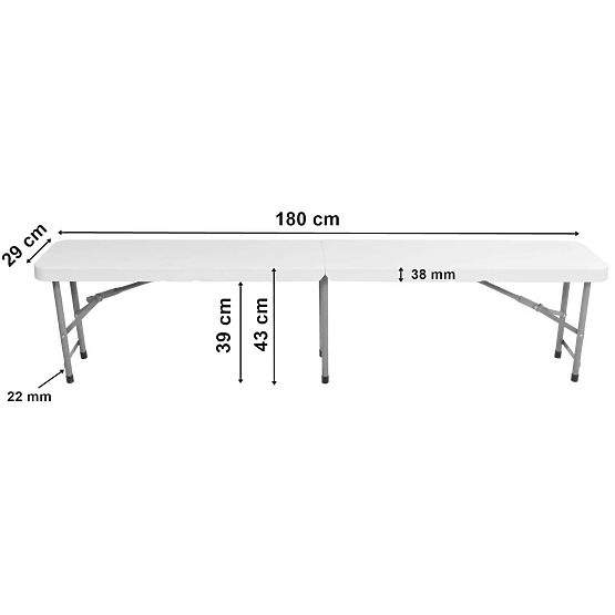Skladacia cateringová lavica 180 cm biela