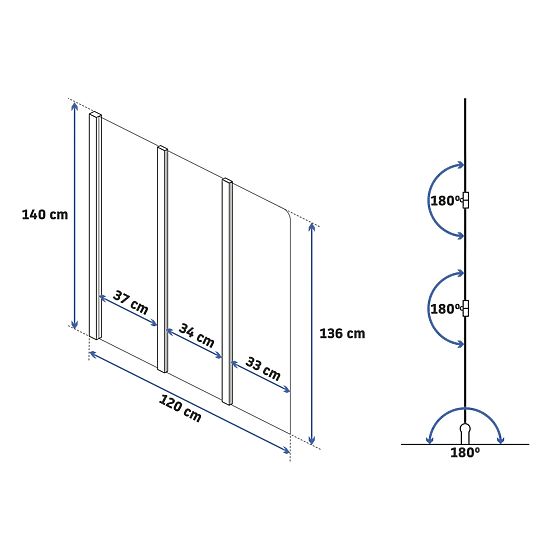 Skladacia vaňová zástenka Rea Agat-3 120 ZLATÝ KARTÁČOVANÝ