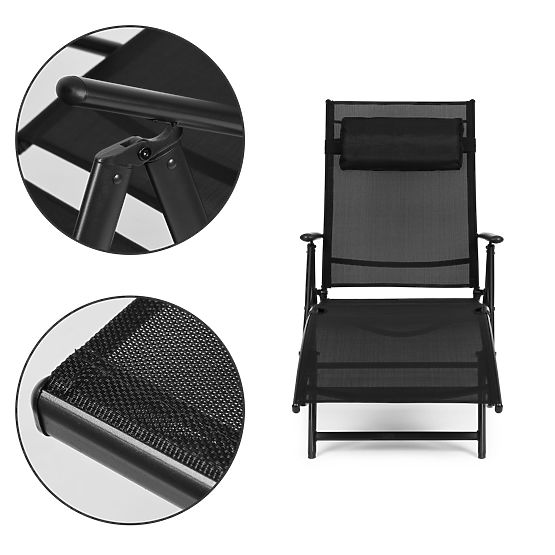 Skladacie plážové záhradné ležadlo s nastaviteľným operadlom, oceľová konštrukcia ModernHome