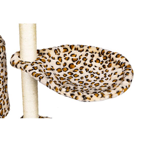 Škrabadlo pre mačky domček strom pelech 138 cm XL Leopardí vzor