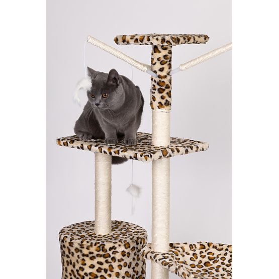 Škrabadlo pre mačky domček strom pelech 138 cm XL Leopardí vzor