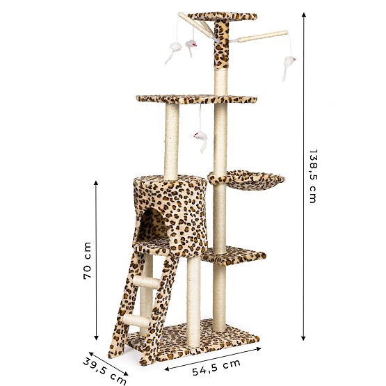 Škrabadlo pre mačky domček strom pelech 138 cm XL Leopardí vzor