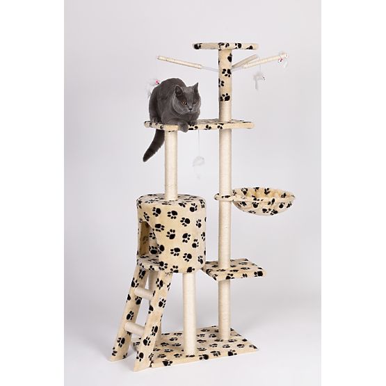 Škrabadlo pre mačky domček strom pelech 138cm xl Odtlačky labiek