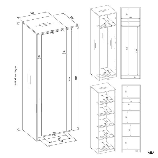 Skriňa Malwa SD-50 so Zrkadlom BIELA
