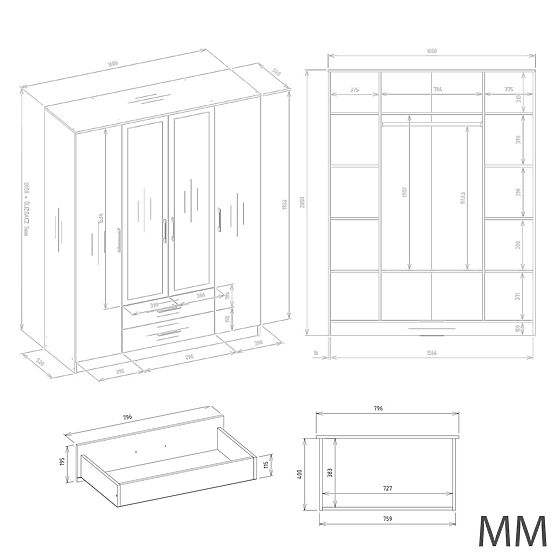 Skriňa Romana 160 X 205 ZRKADLO KAŠMÍR BÉŽOVÁ