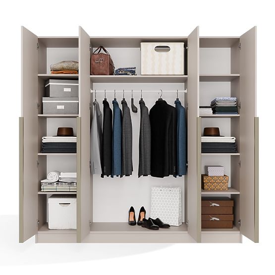 SKRIŇA SENSO 4D 200 CM 4 DVERE ZLATÉ ÚCHYTY DO OBÝVAČKY SPÁLNE KAŠMÍR BÉŽOVÁ