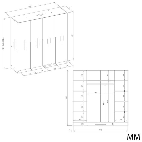 SKRIŇA SENSO 4D 200 CM 4 DVERE ZLATÉ ÚCHYTY DO OBÝVAČKY SPÁLNE KAŠMÍR BÉŽOVÁ
