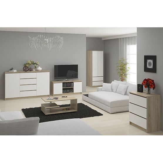 ŠATNÍK STAR S 60 cm 2 DVERÍ 2 ZÁSUVKY SONOMA / BIELA
