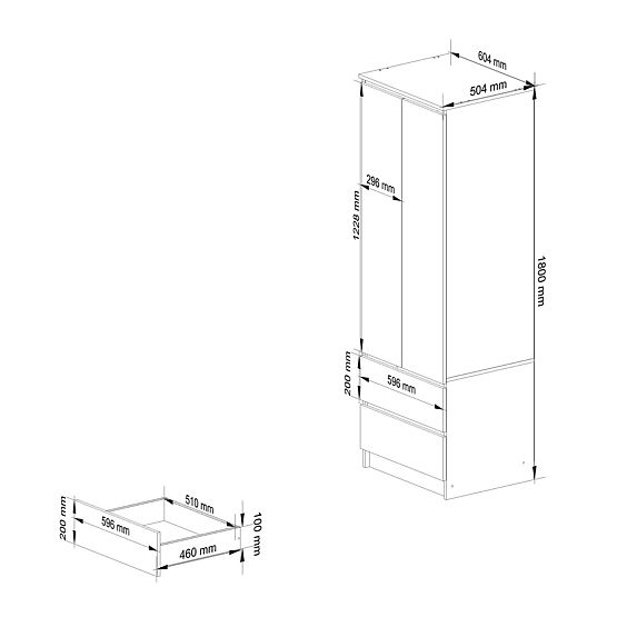 SKRIŇA STAR S 60 cm 2 DVERÍ 2 ZÁSUVKY PK SONOMA