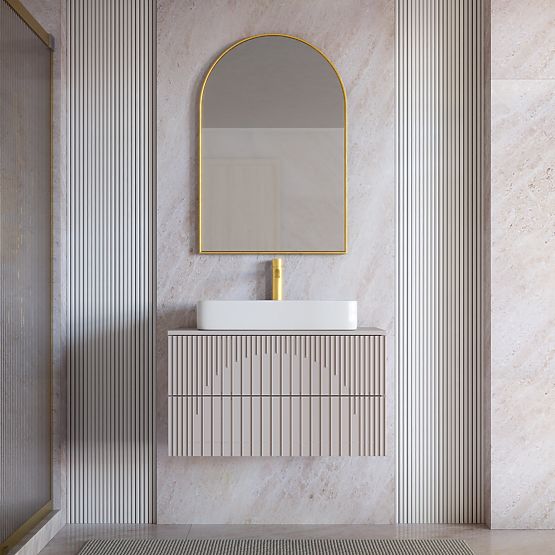 Skrinka pod umývadlo Arcano 80 cm, drážkovaná, kašmír