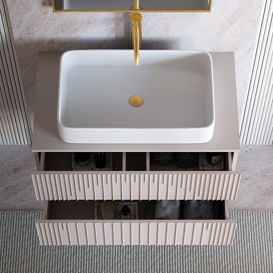 Skrinka pod umývadlo Arcano 80 cm, drážkovaná, kašmír