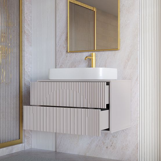 Skrinka pod umývadlo Arcano 80 cm, drážkovaná, kašmír