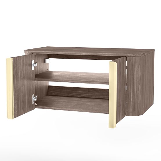 Skrinka pod umývadlo na dosku Bassa 80 cm, orech lincoln, zlaté úchyty, zaoblená