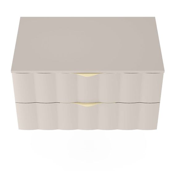 Skrinka pod umývadlo na dosku Omi 80 cm, vlnitý čelný panel, zlaté úchyty, kašmírová béžová