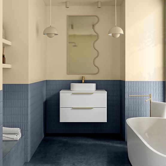 Skrinka pod umývadlo na dosku Tidea 80 cm, biela, zlaté úchyty