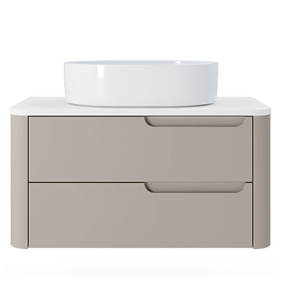 Skrinka pod umývadlo na dosku Zora, zaoblená, biela/hnedosivá