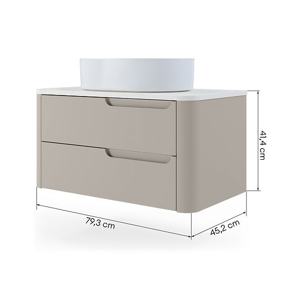 Skrinka pod umývadlo na dosku Zora, zaoblená, biela/hnedosivá