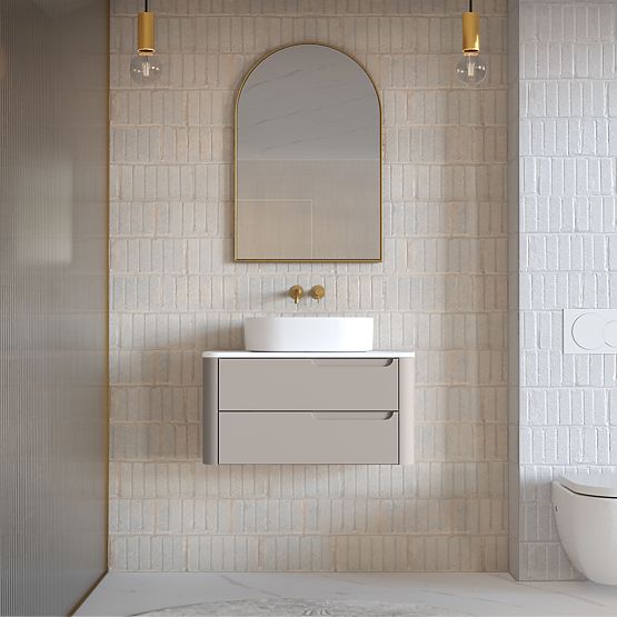 Skrinka pod umývadlo na dosku Zora, zaoblená, biela/hnedosivá