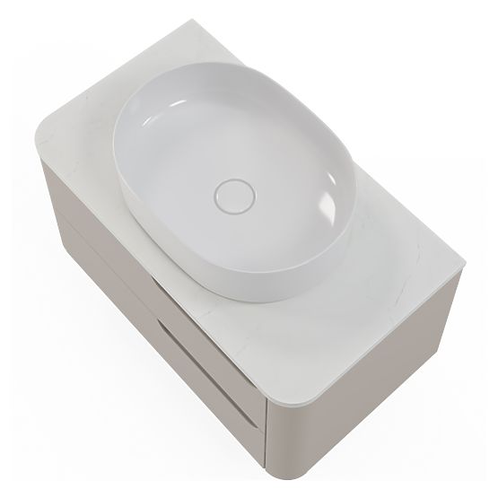 Skrinka pod umývadlo na dosku Zora, zaoblená, biela/hnedosivá