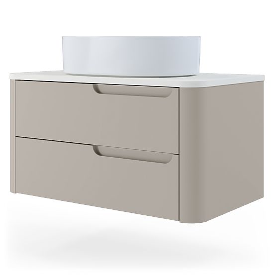 Skrinka pod umývadlo na dosku Zora, zaoblená, biela/hnedosivá