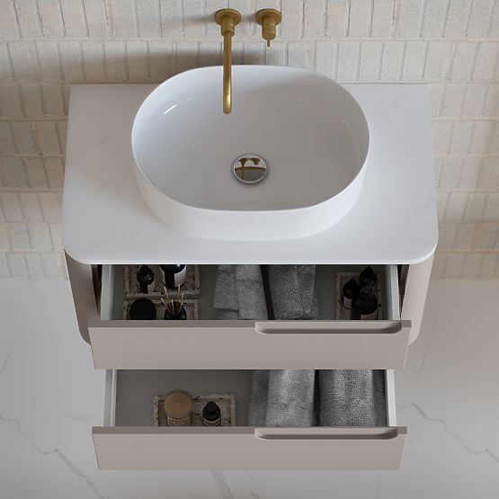 Skrinka pod umývadlo na dosku Zora, zaoblená, biela/hnedosivá