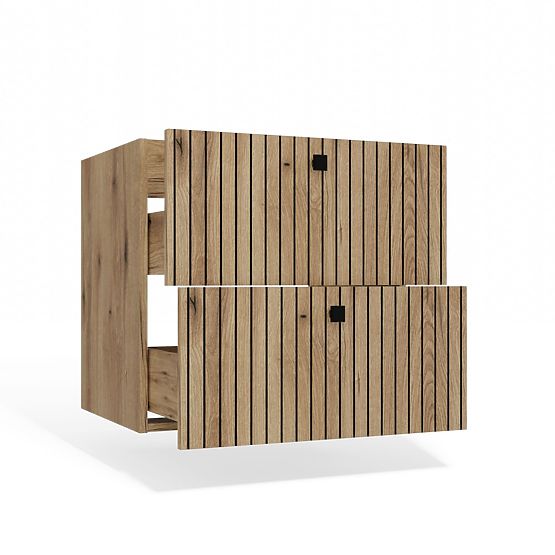 SKRINKA POD UMÝVADLO TIGO 60 2S DUB EVOKE 2 ZÁSUVKY DRÁŽKOVANÝ ČELNÝ PANEL ZÁVESNÁ