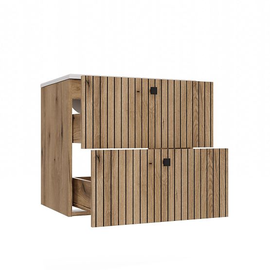 SKRINKA POD UMÝVADLO TIGO 60 2S DUB EVOKE RÝHOVANÝ ČELNÝ PANEL + UMÝVADLO