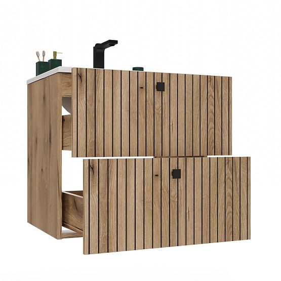 SKRINKA POD UMÝVADLO TIGO 60 2S DUB EVOKE RÝHOVANÝ ČELNÝ PANEL + UMÝVADLO