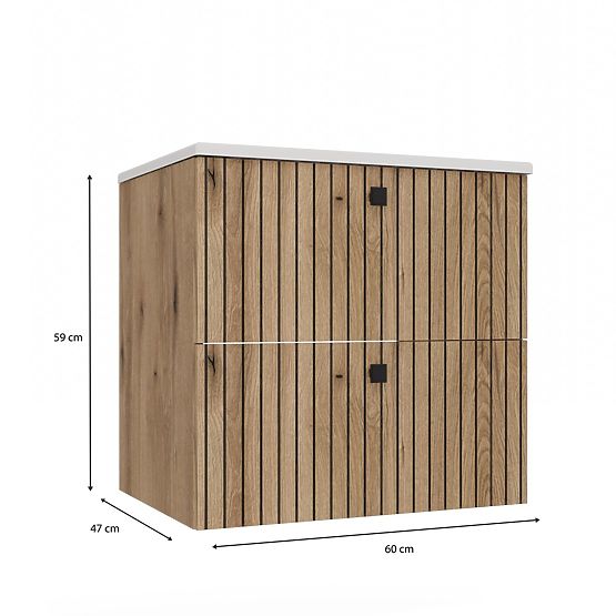 SKRINKA POD UMÝVADLO TIGO 60 2S DUB EVOKE RÝHOVANÝ ČELNÝ PANEL + UMÝVADLO