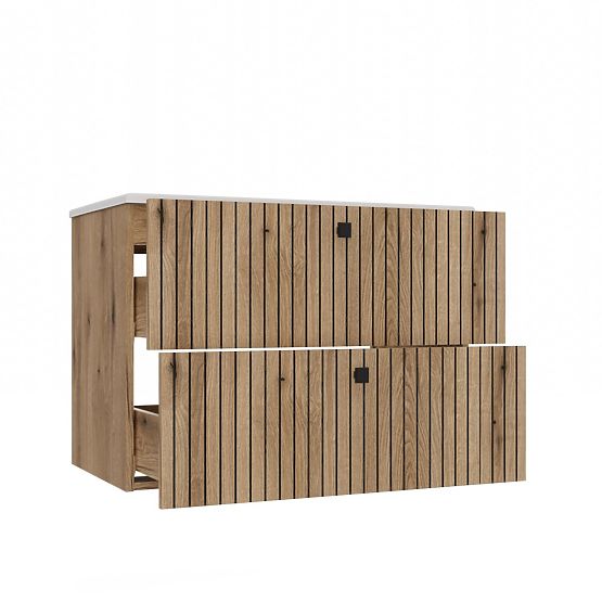 SKRINKA POD UMÝVADLO TIGO 80 2S DUB EVOKE DRÁŽKOVANÉ ČELO + UMÝVADLO