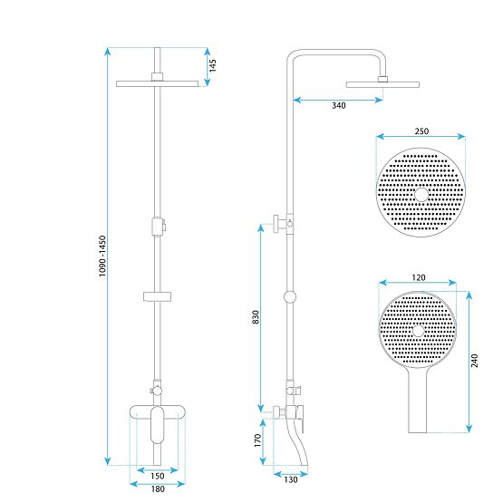 Sprchová sada Rea DROP Zlatý Kartáčovaný