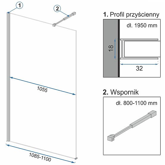 Sprchová stena Rea Aero Ombre Čierna 110