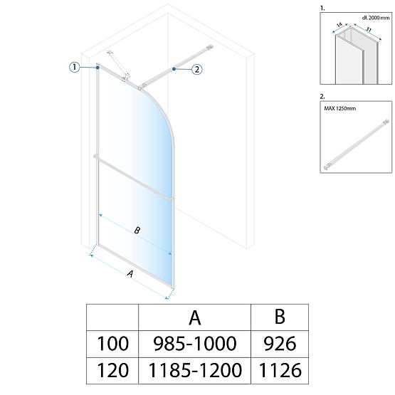 Sprchová stena Rea Sky Brush Gold 120