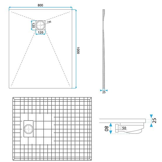 Sprchová vanička Magnum Grey 80x100