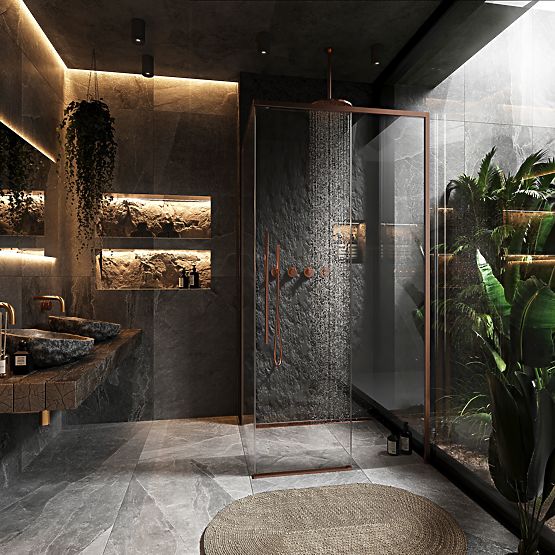 Sprchovací kút SOLAR Kartáčovaná Meď 120x90