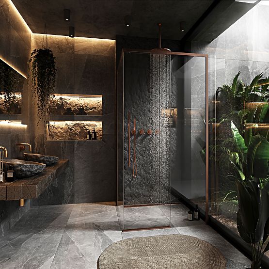 Sprchovací kút SOLAR Kartáčovaná Meď 120x90