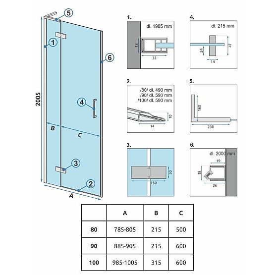 Sprchové dvere Rea Hugo 80 Medené Kartáčované