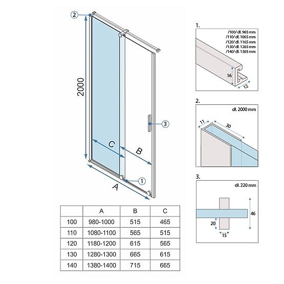 Sprchové dvere Rea Montana 120 Zlaté kartáčované