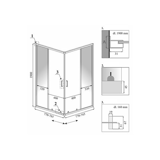 SPRCHOVÝ KÚT CALANI VITO 80cx80 ČIERNY