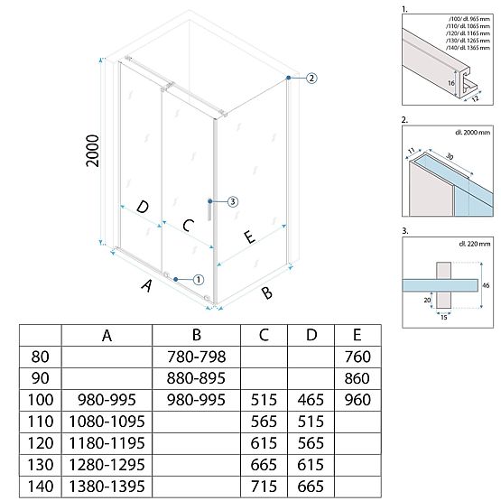 Sprchový kút REA Montana Zlatý Kartáčovaný 110x90