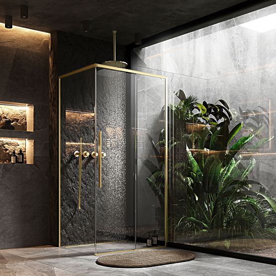 Sprchový kút SOLAR ZLATÝ Kartáčovaný 120x90